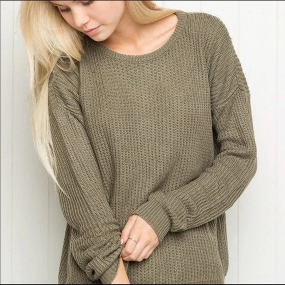 Brandy Melville Olive Green Knit Brianna Sweater